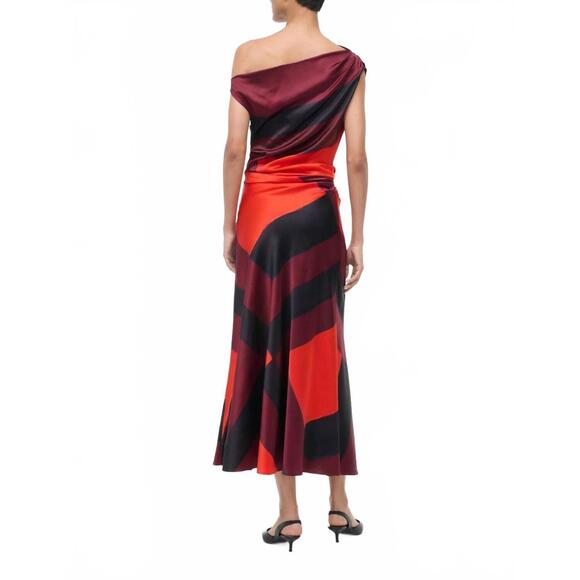 NEW STAUD phare silk dress in ruby prism - Picture 3 of 5